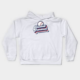 Retro Baseball Grandma Red White Blue Kids Hoodie